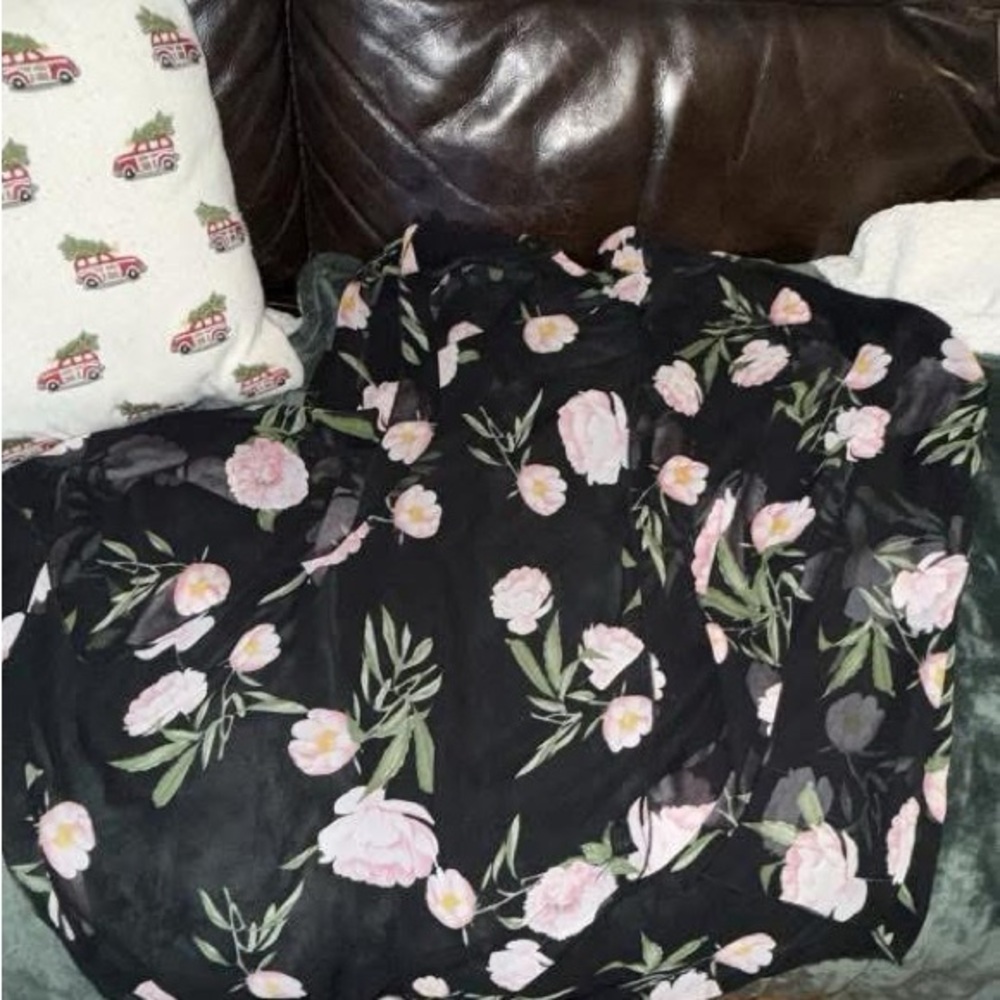 Floral Black and Pink Scarf
